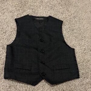 Boys Black Button Front Dress Vest
